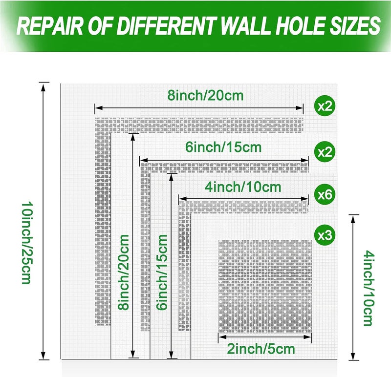 FixBuild Drywall Repair Kit, 13 Piece Aluminum Wall Repair Patch Kit, 2/4/6/8 inch Aluminum Drywall Patch, Quick Fix Plaster - Image 4